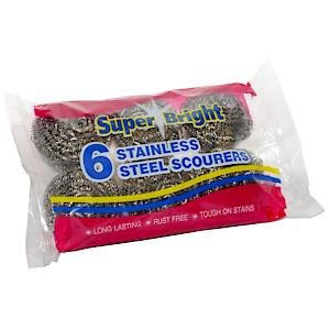 Stainless Steel Scourers 6 Pack Retail Packed
