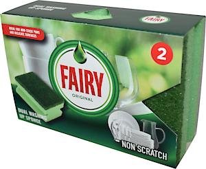 Addis Fairy Originals Non Scratch General Dual Sponge Scourer With Crystals, Pack Of 2, Green