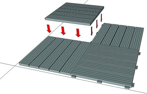 Eco Garden Clip Lock Deck Tile Graphite Grey 30x30cm 6 Tiles Per Pack