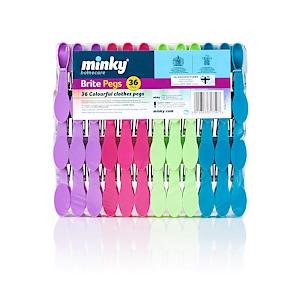 Minky Brite Pegs, Multi-Colour Colour Multicoloured Branded Pegs Pack Of 36