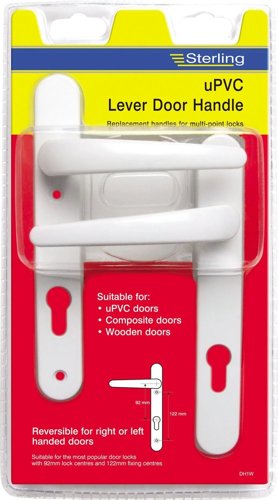 Sterling UPVC Lever Door Handles 92mm 2 Key Hole White DH1W
