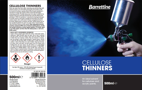 Barrettine Cellulose Thinner Spray Guns & Brushes 500ml