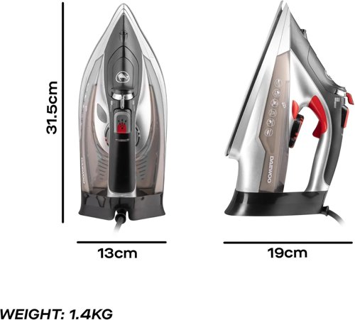 Daewoo Glide Steam Iron  The Power Glide 3000w Black and Grey