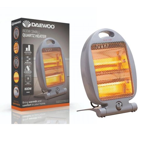 Daewoo Small Quartz Halogen Heater Grey 800w