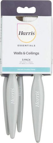 Harris Essentials Walls & Ceilings Paint Brush Set Pack Of 5 0.5”, 1”, 1.5”, 2”, Grey