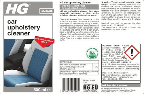 HG Car Upholstery Cleaner and Stain Remover Cars, Caravans & Boats 500ml