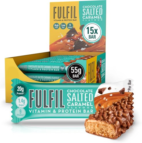 Fulfil Chocolate Salted Caramel Protein Bar Snack Low Sugar 15 x 55g Bars