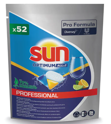 Sun Optimum Pro Formula All-in-1 Dishwasher Capsules Lemon 1 x 52's