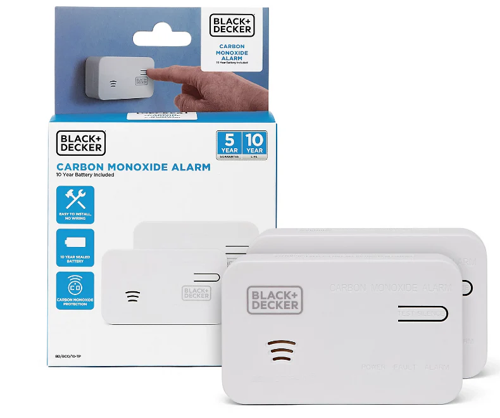 Black + Decker Carbon Monoxide Detector Easy Install Carbon Monoxide Alarm For Home & Busin