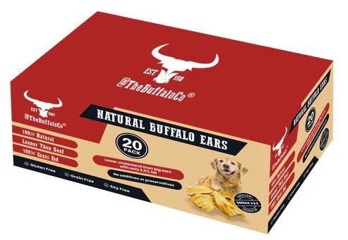 The Buffalo Co: Buffalo Ears Dog Treats 100% Natural Min 5" Long 20 Box