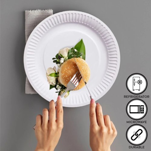 Kingfisher Kcp1009 White Disposable Paper Plates 9” Pack Of 100