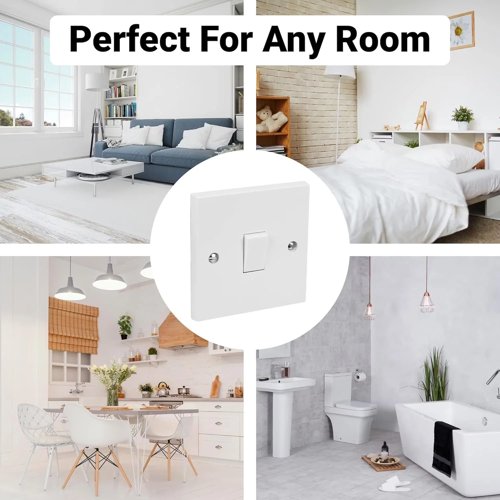 Dencon Electrical Single Gang Light Switch 1 Gang 2 Way White Plastic 10A