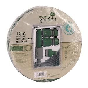 Kingfisher 415Sns 15 M Hose And Spray Nozzle Set - Green
