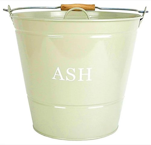 Fireside Powder Coated Steel Olive with Lid Large Ash Bucket