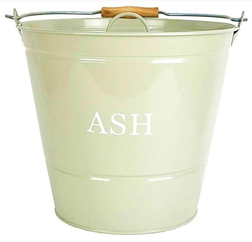 Fireside Powder Coated Steel Olive with Lid Large Ash Bucket