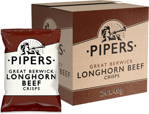 Pipers Gluten-Free Great Berwick Longhorn Beef Crisps Multi-Pack 24 x 40g