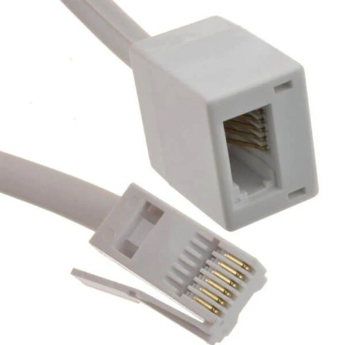 Dencon Electrical Telephone Extension Cable For Bt Type Phone Sockets Long 20m Length