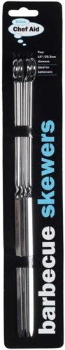 Chef Aid 10 Inch Metal BBQ Skewers Stainless Steel 4 Pack