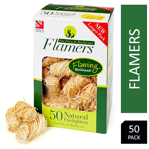 Flamers 50's Natural Stove-Barbecue BBQ or Firelighters New Larger 50 Pack