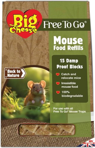 Big Cheese Free To Go Mouse Food Refills 10g x 15 Poison Free Blocks Catch and Release