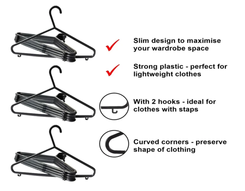 Pack Of Plastic Clothes Hangers