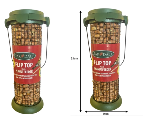 Oakdale Pre-Filled Fliptop Peanut Bird Feeder 1 x Pre-Filled Feeder
