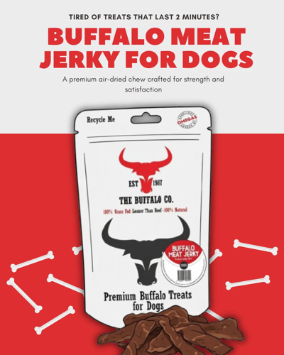 The Buffalo Co. Buffalo Meat Jerky for Dogs 100% Natural Grass-Fed Dog Treats 1 x 100g