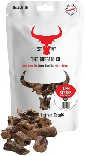 The Buffalo Co. Buffalo Lung Steaks for Dogs 100% Natural Dog treats  1 x 100g