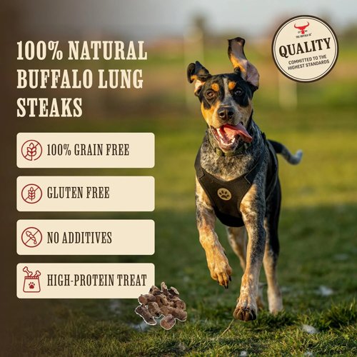 The Buffalo Co. Buffalo Lung Steaks for Dogs 100% Natural Dog treats  1 x 100g