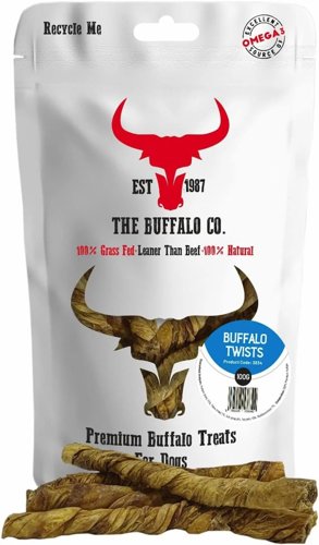 The Buffalo Co. Buffalo Twists for Dogs 100% Natural Grass-Fed Dog Treats 1 x 100g