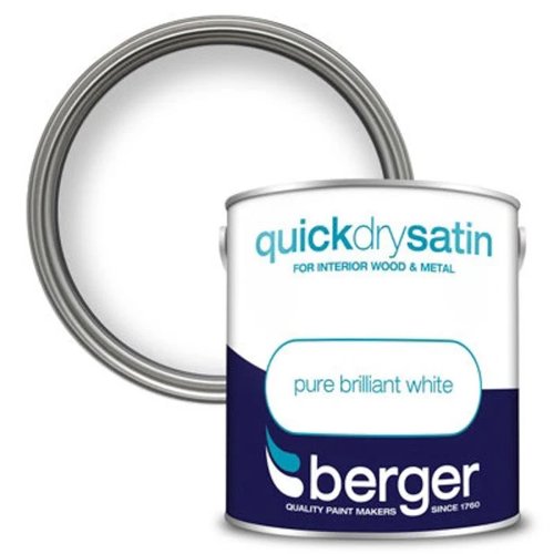 Berger Quick Dry Satin Brilliant White 1 x 2.5 Litre