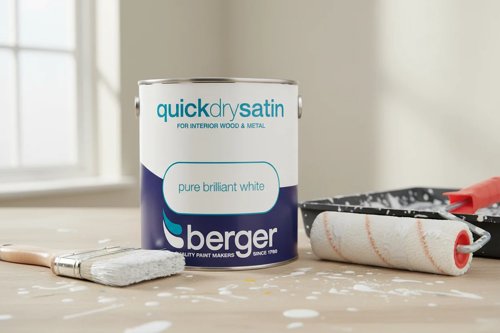 Berger Quick Dry Satin Brilliant White 1 x 2.5 Litre