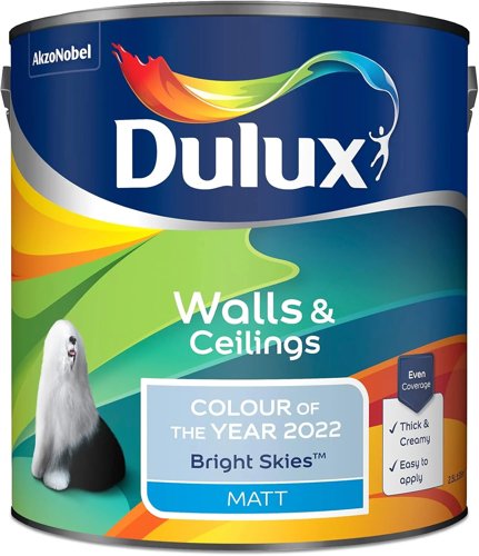 Dulux Walls & Ceilings Matt Emulsion Paint Bright Skies 1 x 2.5 Litre