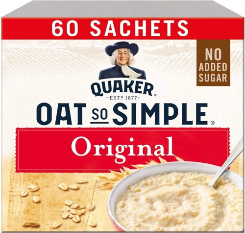 Quaker Oat So Simple No Added Sugar Original 60 x 27g Sachets 1 x 60 Boxed