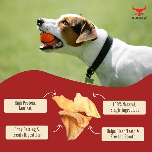 The Buffalo Co. Buffalo Ears for Dogs Natural Grass-Fed Dog Treats BULK Pack x 50