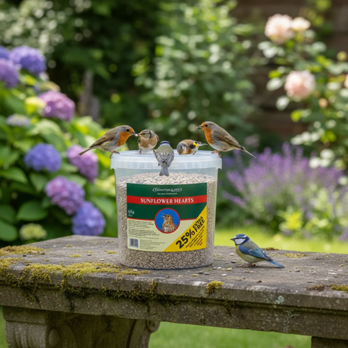 Johnston and Jeff Sunflower Hearts Bird Food Tub 1 x 10L