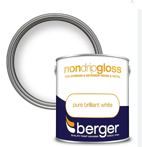Berger Non Drip Gloss Paint Pure Brilliant White 2.5L