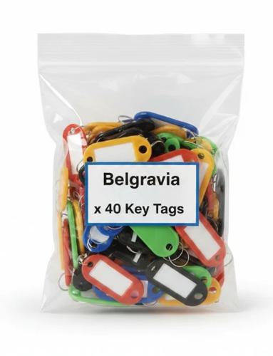 Belgravia Key Tags Assorted Colours 40 Pack Bag
