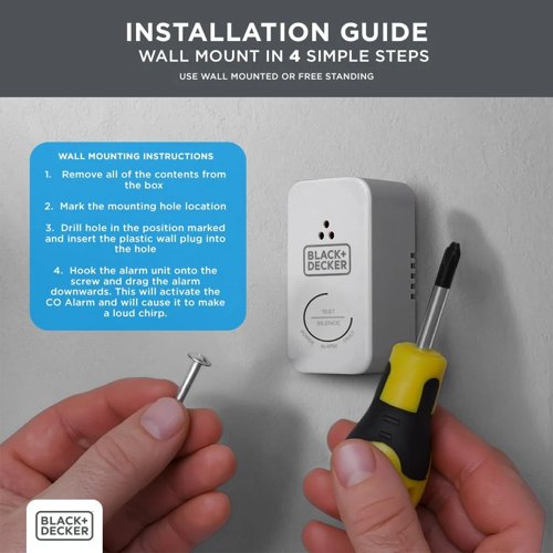 BLACK+DECKER CONNECTED Carbon Monoxide Alarm and Detector 10 Year Battery life