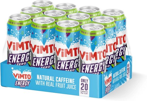 Vimto Original Energy Drink No Added Sugar Sparkling Juice 12 x 500ml