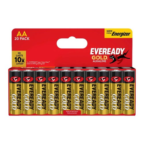 Eveready AA Alkaline Gold 10 x Extra Life 20 Pack
