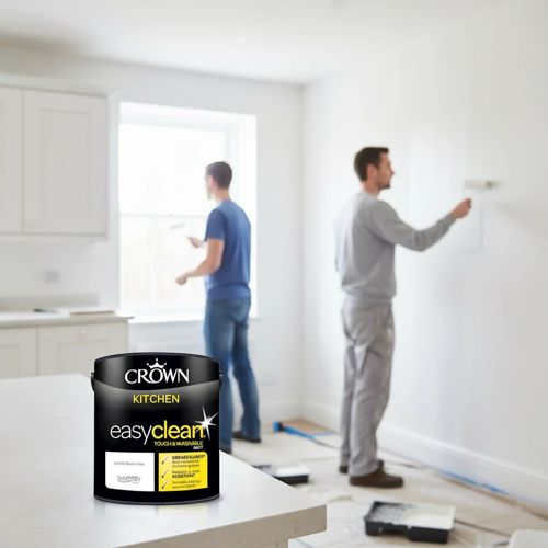 2.5L Crown Easyclean Kitchen Matt Emulsion Multi Surface Paint – Pure Brilliant White