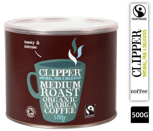 Clipper Fairtrade Medium Roast Organic Arabica Coffee 500g