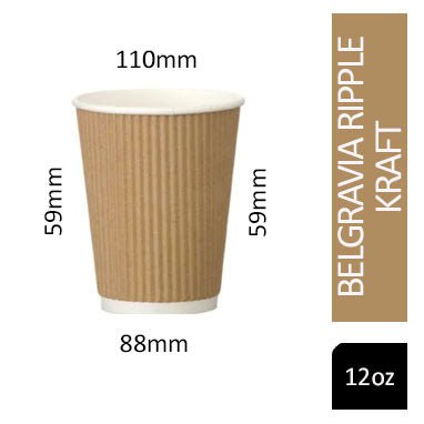 Belgravia 12oz Triple Walled Kraft Ripple Cups 25's