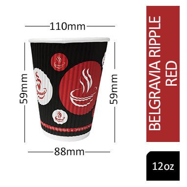 Belgravia 12oz Triple Walled Red Tea & Coffee Ripple Cups 25's