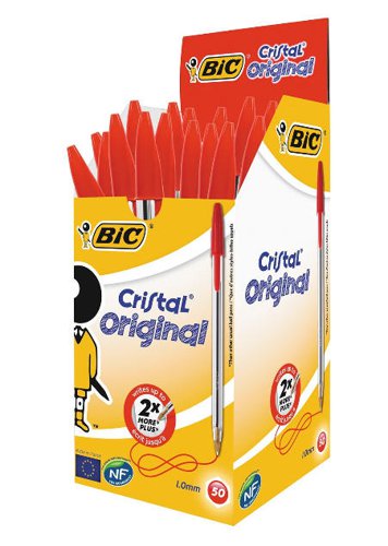 Bic Cristal Original Ballpoint Medium Red Pens 50's