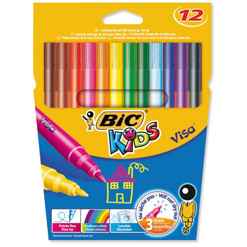 Bic Kids Visa Assorted Felt Pens (888695) 12's - PACK (25)