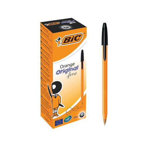 Bic Orange Barrel Original Fine Tip Ballpoint Black Pens 20's