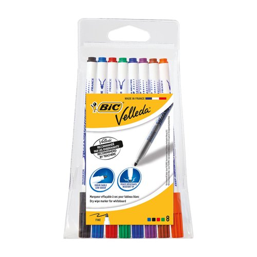Bic Velleda 1721 Assorted Whiteboard Markers Pack 8's