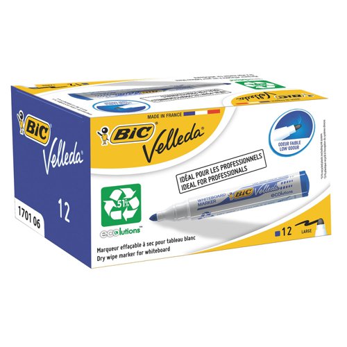 Bic Velleda 1701 Blue Whiteboard Markers 12's